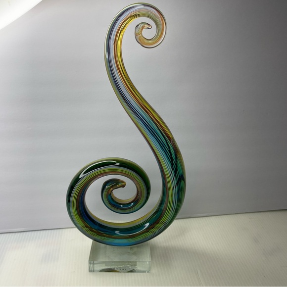 Hand Blown Murano Glassware Music Note Fused Sculpture Home Decor